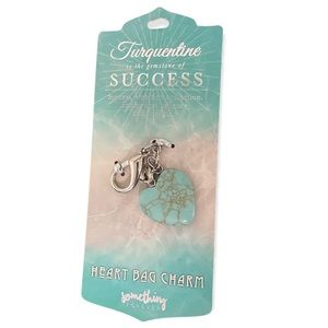 NWT Turquentine Stone Heart Bag Charm The Gemstone of Success Blue Turquoise